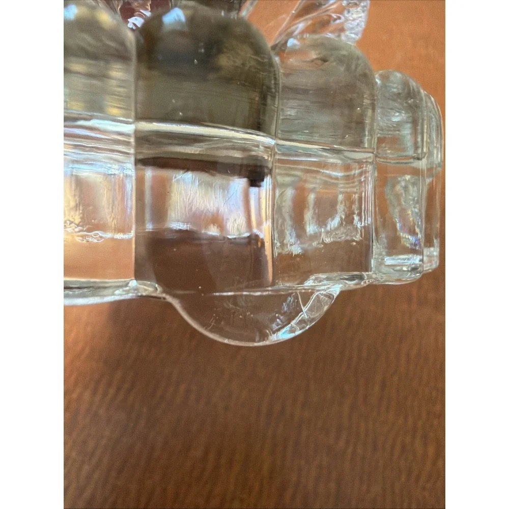 Vtg 1950's Art Deco Cut Glass Pair Of Candlestick Holders 4